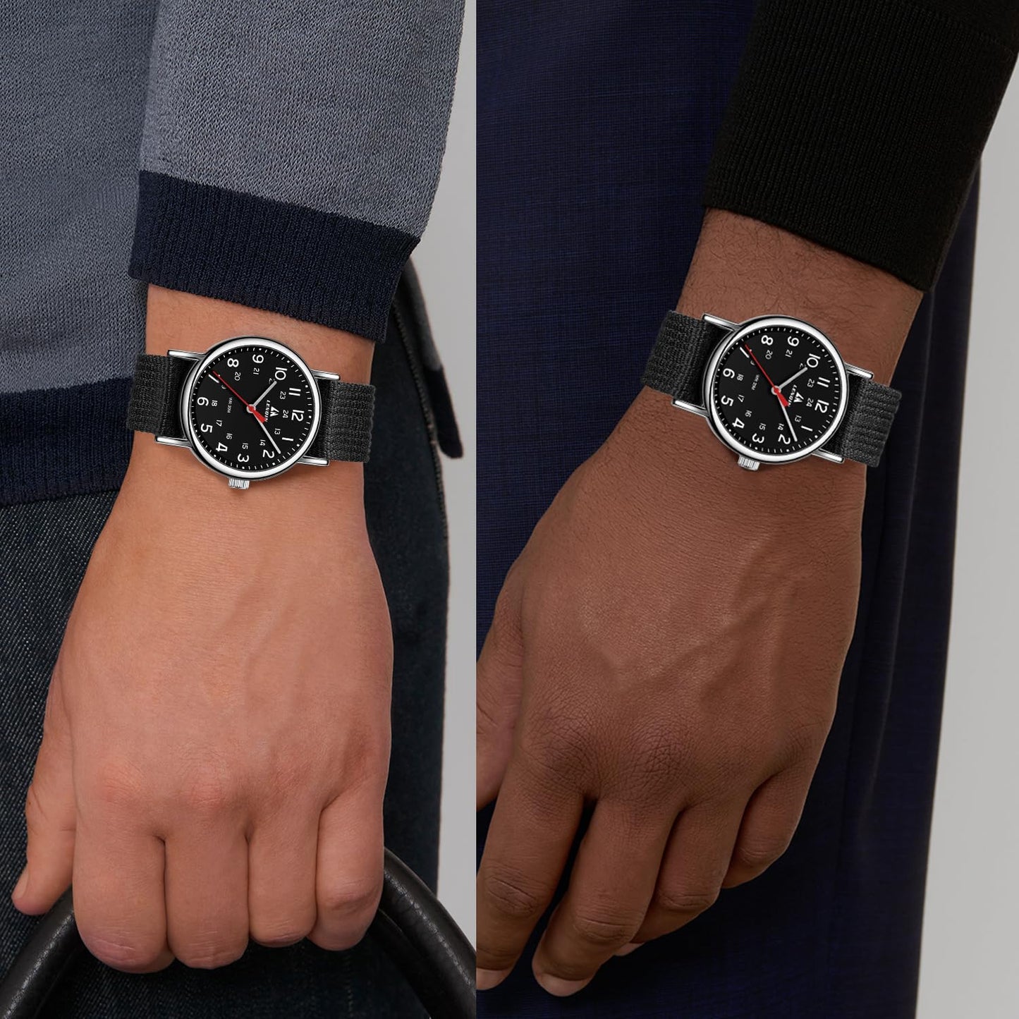 LN LENQIN Mens Watches Unisex Military Sport Nylon Strap Stylish Luminous Fashion Analog Quartz Watch for Men Waterproof Army Tactical Casual Wristwatch
