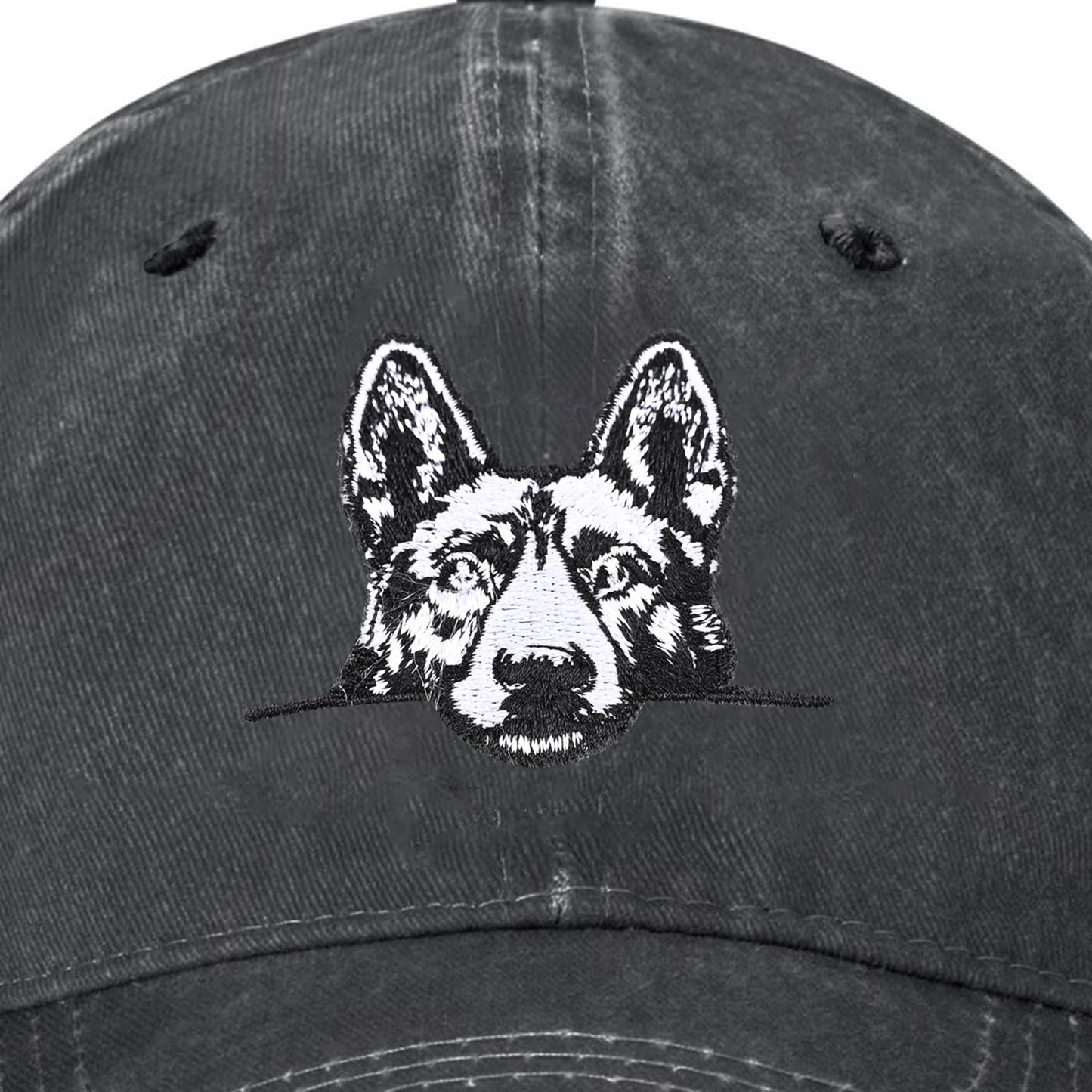 Embroidered Baseball Cap Adjustable Vintage Washed Distressed Denim Baseball Hat for Women Men