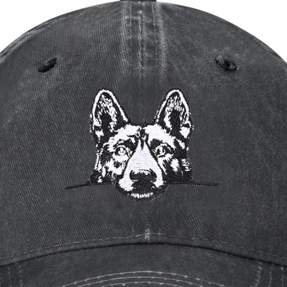 Embroidered Baseball Cap Adjustable Vintage Washed Distressed Denim Baseball Hat for Women Men