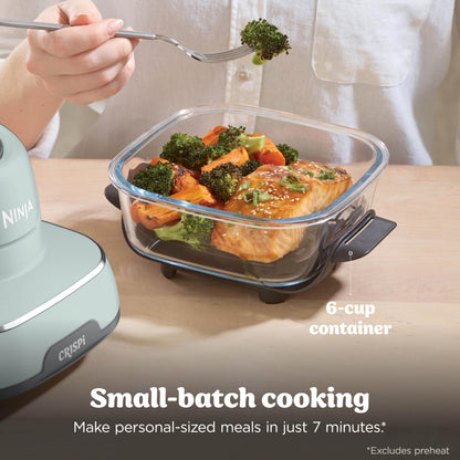 Ninja Crispi 4 in 1 Glass Air Fryer, 450°F, Non Toxic, 4QT and 6 Cup Containers with Lids, Dishwasher Safe, Cyberspace Gray, 1 Count, FN101GY