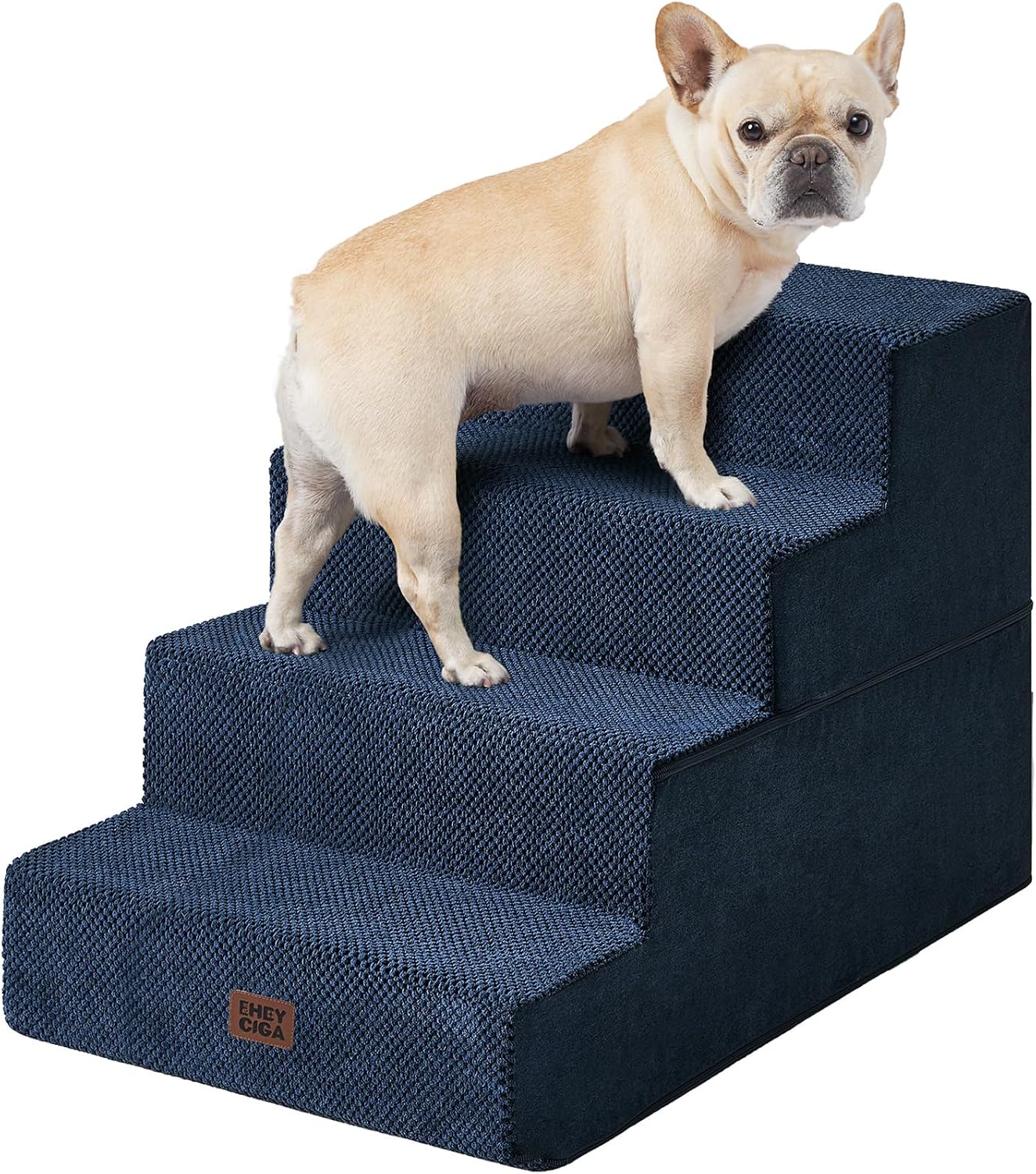 EHEYCIGA Dog Stairs for Small Dogs 13.5" H, 3-Step Dog Steps for Couch Sofa and Chair, Pet Steps for Medium Cats, Non-Slip Balanced Pet Ramp Indoor, Grey