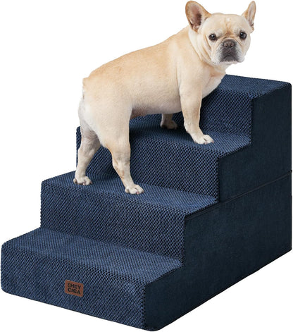 EHEYCIGA Dog Stairs for Small Dogs 13.5" H, 3-Step Dog Steps for Couch Sofa and Chair, Pet Steps for Medium Cats, Non-Slip Balanced Pet Ramp Indoor, Grey