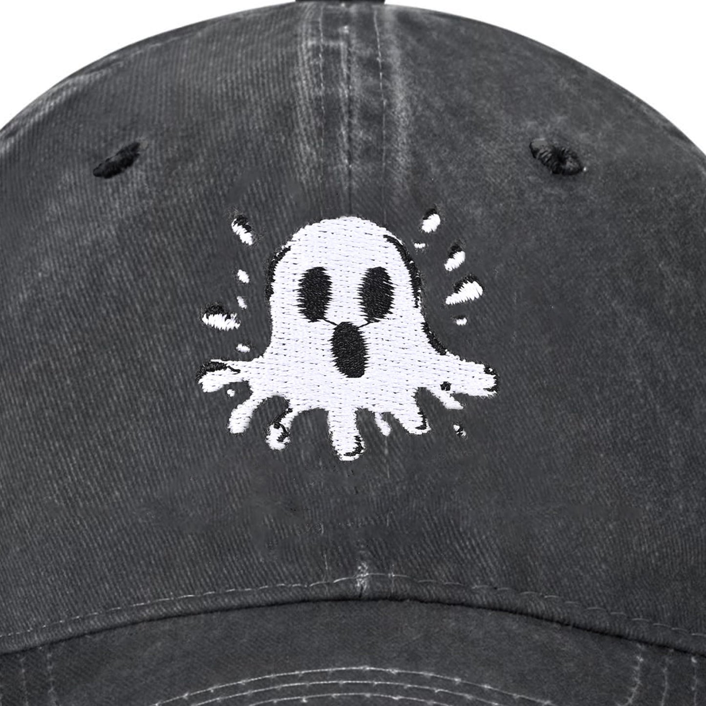 Embroidered Baseball Cap Adjustable Vintage Washed Distressed Denim Baseball Hat for Women Men