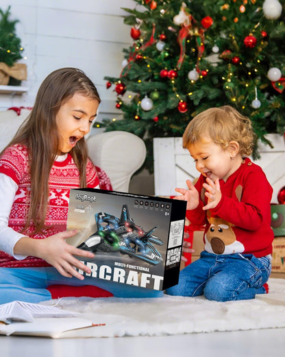 JoyRapt Form RC Plane Drones for Kids, Remote Control Airplane, Aircrafts for Boys and Girls, Jet Helicopter Drones with LED Lights 360° Flip, 4 Rechargeable Batteries (Two Pack)