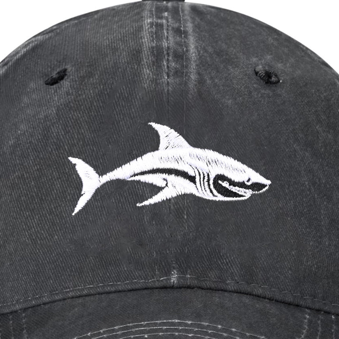 Embroidered Baseball Cap Adjustable Vintage Washed Distressed Denim Baseball Hat for Women Men