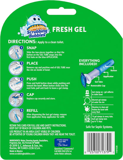 Scrubbing Bubbles Fresh Gel Toilet Bowl Cleaning Stamps, Helps Keep Toilet Clean and Helps Prevent Limescale & Rings, Lavender Scent, 1 Dispenser with 6 Fresh Gel Stamps (Pack of 2)