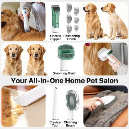 Buenkee Dog Grooming Vacuum Kit, 15000Pa Clipper, Shedding Brush, 2L, White | Brush, trim and deshed at home with less flying fur, mess-control suction and fewer emptying breaks during longer sessions
