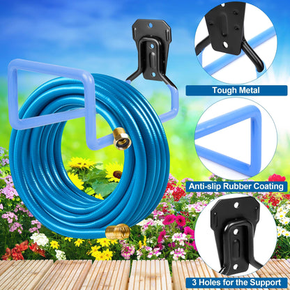 PeoMev Metal Garden Hose Holder - Heavy Duty Hose Hanger Wall Mounted Water Hose Holder for Outside Yard, Sturdy Hose Reel Hose Hooks for Water Hose, Extension Cords