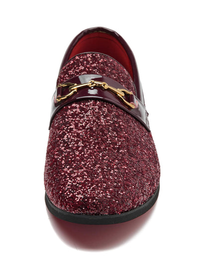 Men Loafer Metallic Textured Slip-on Glitter Sequins Fashion Wedding Dress Shoes Golden