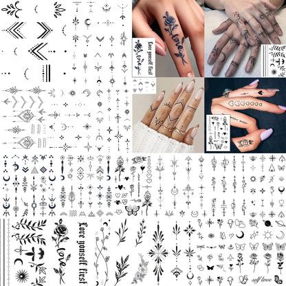 12 Sheets Beautiful Butterfly Flowers Temporary Tattoos For Women Feet Hands Body Art, Realistic Rose Peony Floral Fake Tattoo Sticker For Legs Ankle, Waterproof Lily Dreamcatcher Temp Tatoos Decals