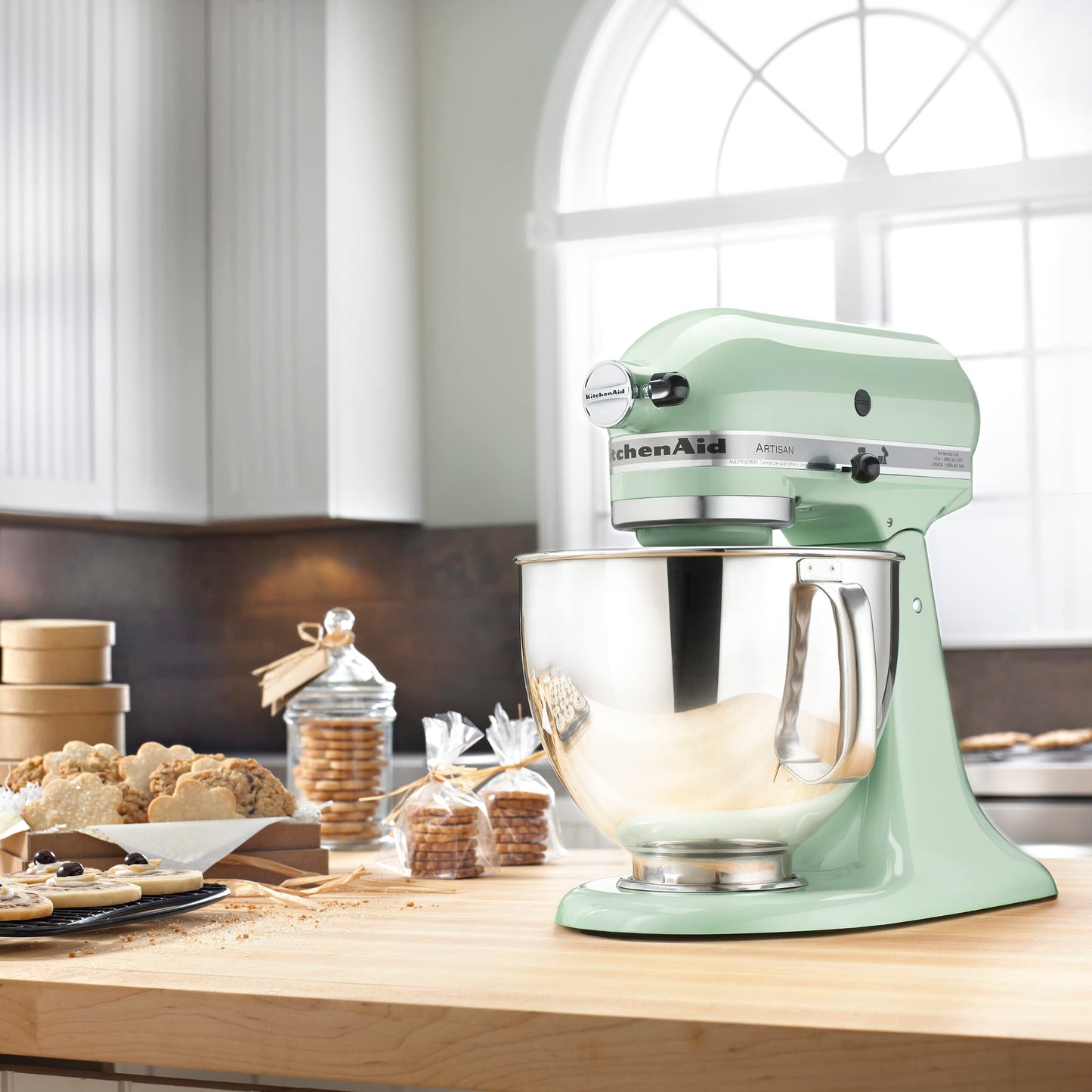 KitchenAid Artisan Series 5 Quart Tilt Head Stand Mixer with Pouring Shield KSM150PS, Almond Cream