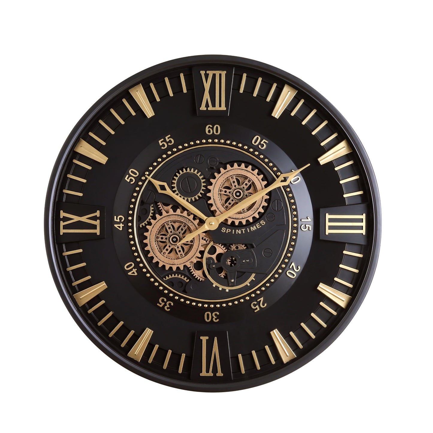 CLXEAST Mid Century Minimalist Modern Wall Clocks,24 Inch Wall Clock with Moving Gears, Large Cream Gold Wall Clocks for Living Room Decor,House Warming Gifts New Home