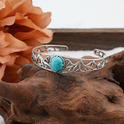 Genuine Turquoise Bracelet for Women 925 Sterling Silver Real Turquoise Cuff Bracelet Vintage Western Jewelry for Women