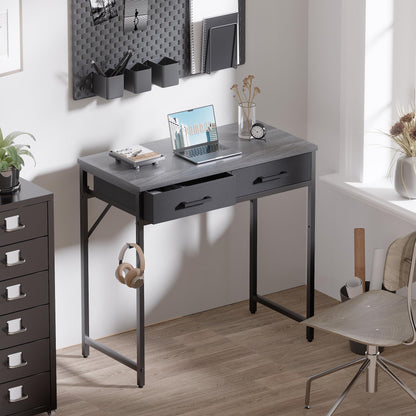 Pamray 32 Inch Small Computer Desk with 2 Drawers for Bedroom Study Writing Home Office Table for Small Spaces White