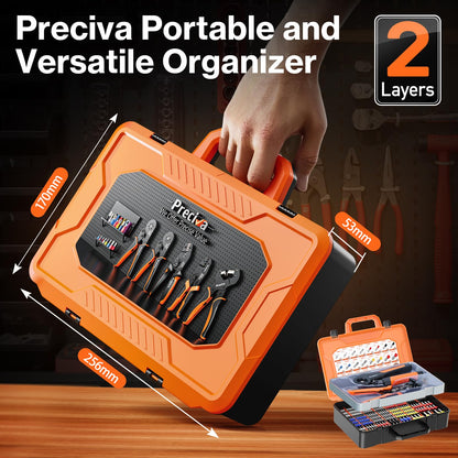 Preciva Ferrule Crimping Tool Kit - AWG 28-5 Hexagonal Ferrule Crimper with Automatic Wire Stripper and 1375Pcs Single/Twin Ferrule Connectors, Self-Adjustable Ratchet Ferrule Terminals Crimping Tool