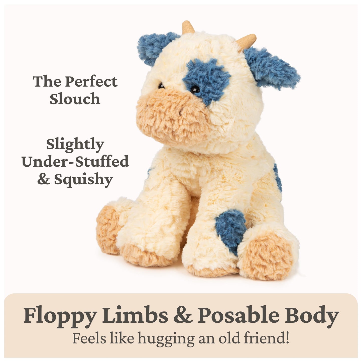 GUND Cozys Collection Cow, Stuffed Animal for Ages 0 and Up, Spring Decor Plush Toy, Cream/Blue, 10”