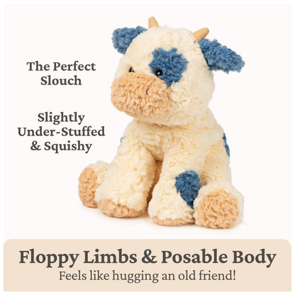GUND Cozys Collection Cow, Stuffed Animal for Ages 0 and Up, Spring Decor Plush Toy, Cream/Blue, 10”