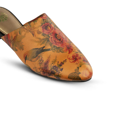 JATAREA Women's Flat Mules | Round Toe Genuine Printed Leather Slip-Ons for Any Summer Outing Shoes