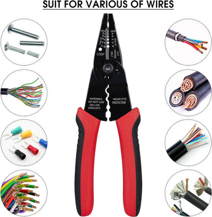 WGGE WG-015 Professional 8-inch Wire Stripper/wire crimping tool, Wire Cutter, Wire Crimper, Cable Stripper, Wiring Tools and Multi-Function Hand Tool