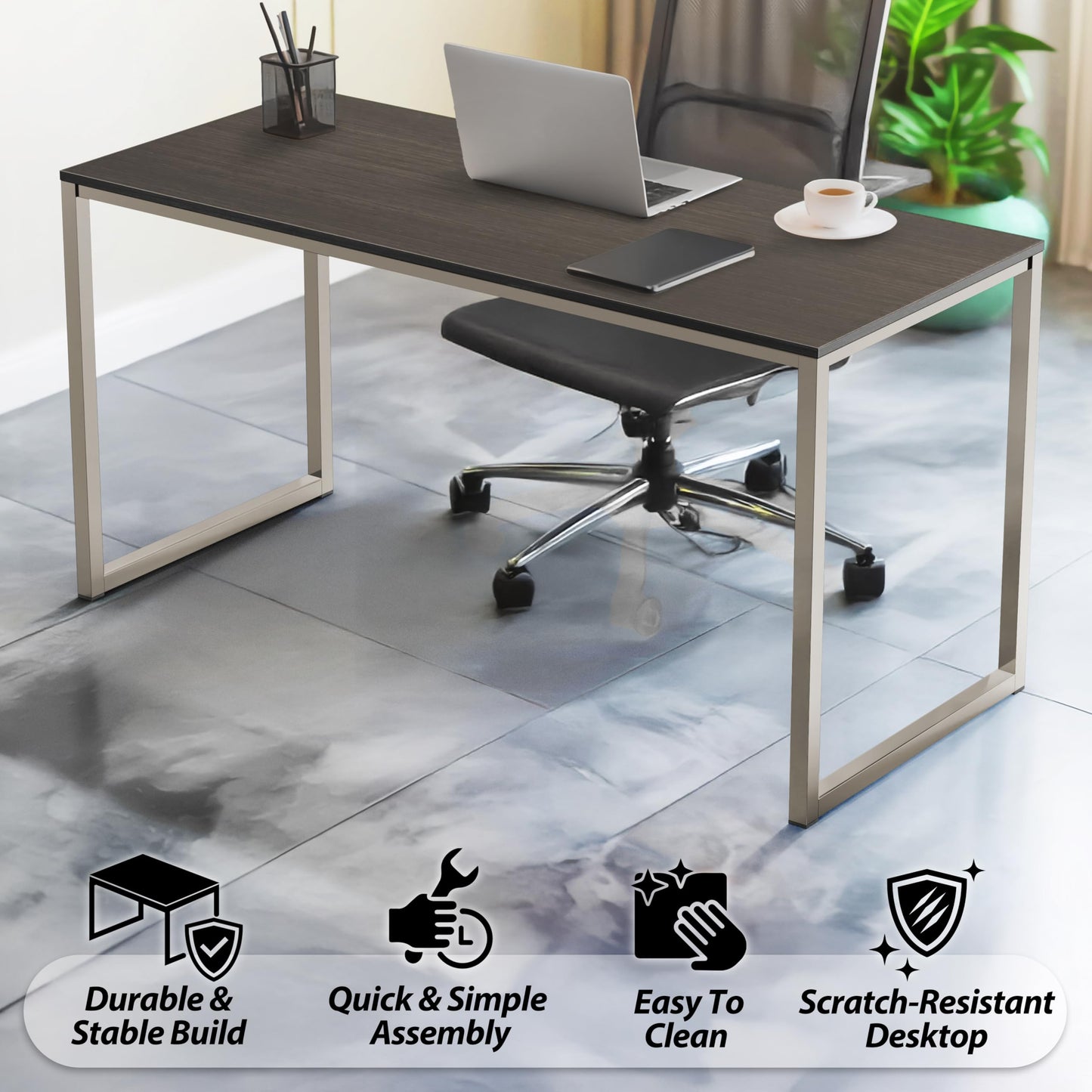 SHW Mission 32-Inch Home Office Computer Desk, Black
