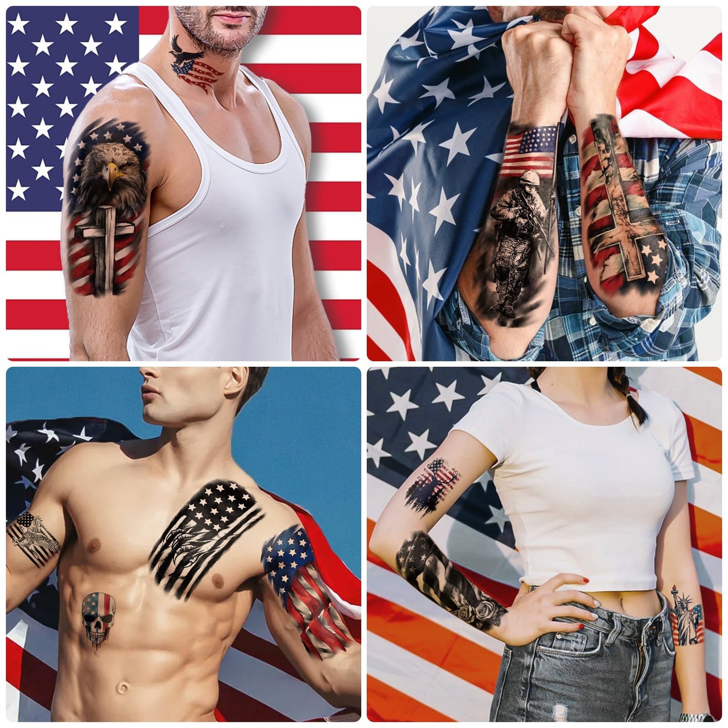 Yazhiji 36 Sheets Temporary Tattoos Stickers, 12 Sheets Fake Body Arm Chest Shoulder Tattoos for Men or Women with 24 PCS Tiny Black Tattoos