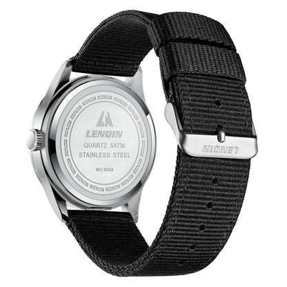 LN LENQIN Mens Watches Unisex Military Sport Nylon Strap Stylish Luminous Fashion Analog Quartz Watch for Men Waterproof Army Tactical Casual Wristwatch