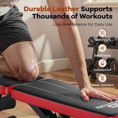 NICEPEOPLE Adjustable Weight Bench for Home Gym, 660LBS Capacity Workout Bench with 8 Backrests for Chest Shoulders Arms, Compact and Foldable Strength Bench for Small Space Apartment Room