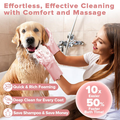 6PCS Grooming & Bath Supplies for Dogs, Cats | Dog Washing Gloves | Dog Bath Brush | Dog Shower Brush | Pet Grooming Gloves | Dog Grooming kit | Pet Supplies for Showerhead & Sprayer (Navy Blue)