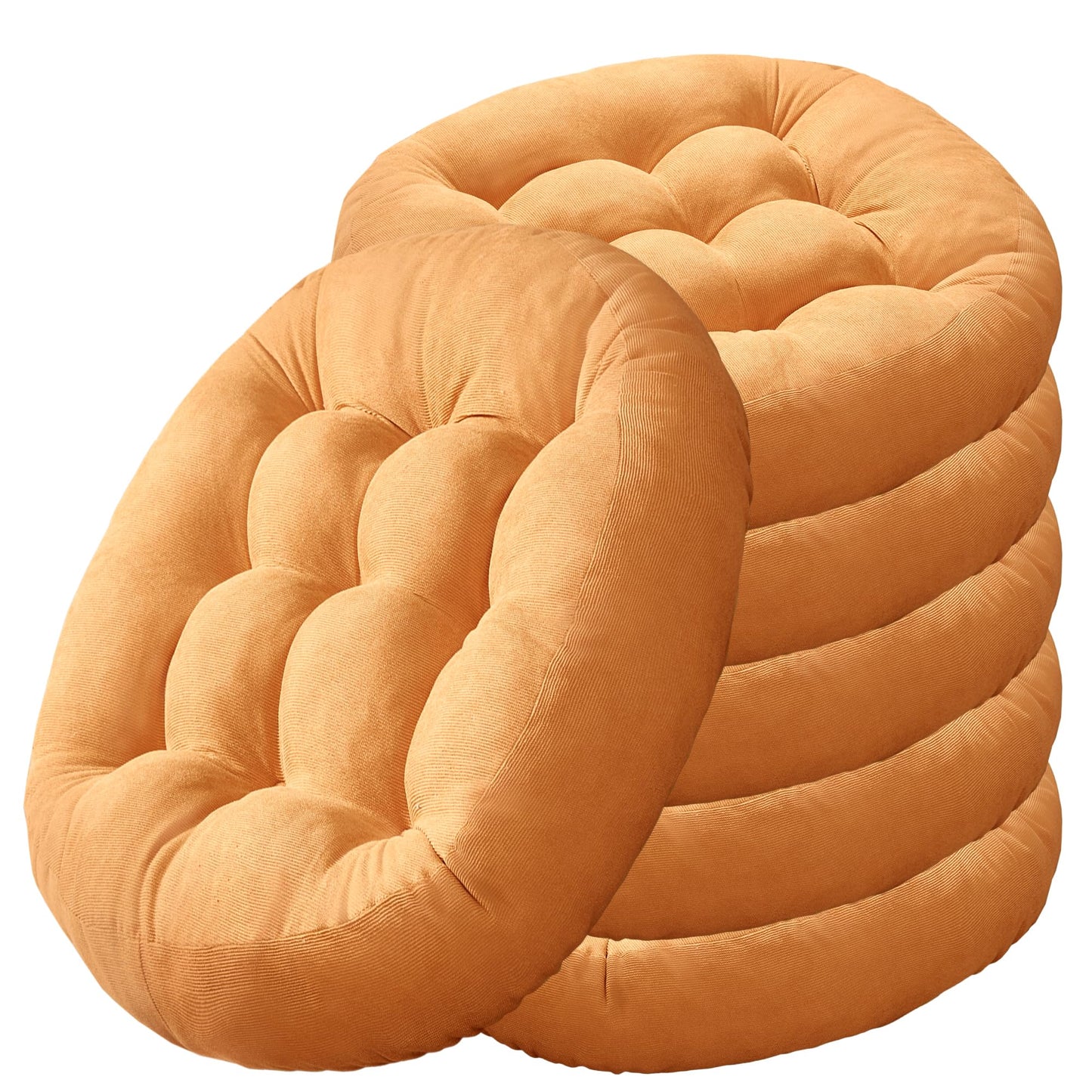 Meditation Floor Pillow Set of 2, Round Large Pillows Seating for Adults, Tufted Corduroy Cushion for Living Room Tatami, Beige 22 Inch