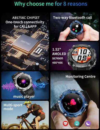 Smart Watch with Earbuds for Men, Smart Watches for Android Phones, Bluetooth Calling can Answer and Make Calls, Military Resistant Fitness, Sports Fitness Tracker with Step,Heart Rate