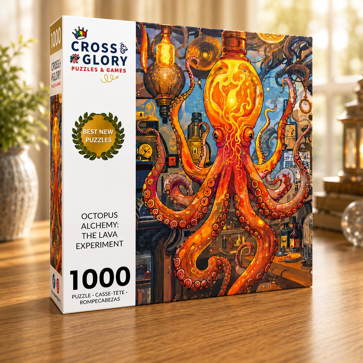 Cross & Glory | Jigsaw Puzzles 1000 Pieces for Adults | Deep Blue Octopus Odyssey | Ocean Octopus Puzzles for Adults | Challenging Brain Teaser Ocean Puzzle | 20 x 27 Inches