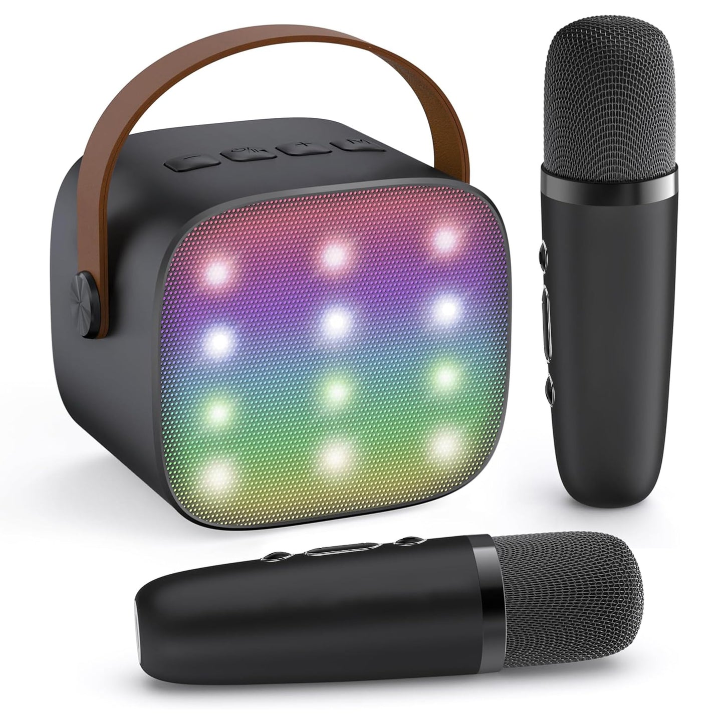 YLL Mini Karaoke Machine for Kids Adults, Portable Bluetooth Speaker with 2 Wireless Microphones, Trendy Birthday Gifts Toys for Girls Ages 3, 4, 5, 6, 7, 8, 9, 10+ Years Old Home Family Party (P-ink)