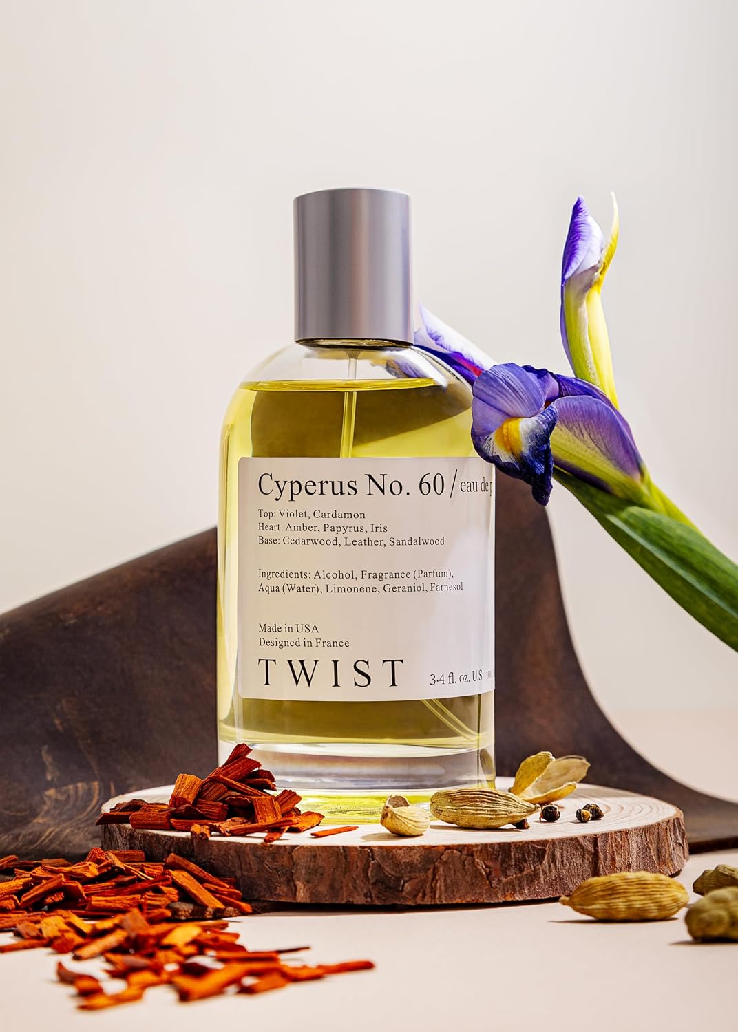 Twist Cyperus No. 60 Perfume for Women & Men Inspired by L. Lab. Santal 33 | Unisex Eau de Parfum Spray with Sandalwood & Woods Notes - Gift for Him or Her - Vegan, Paraben & Phthalate Free - 3.4 oz