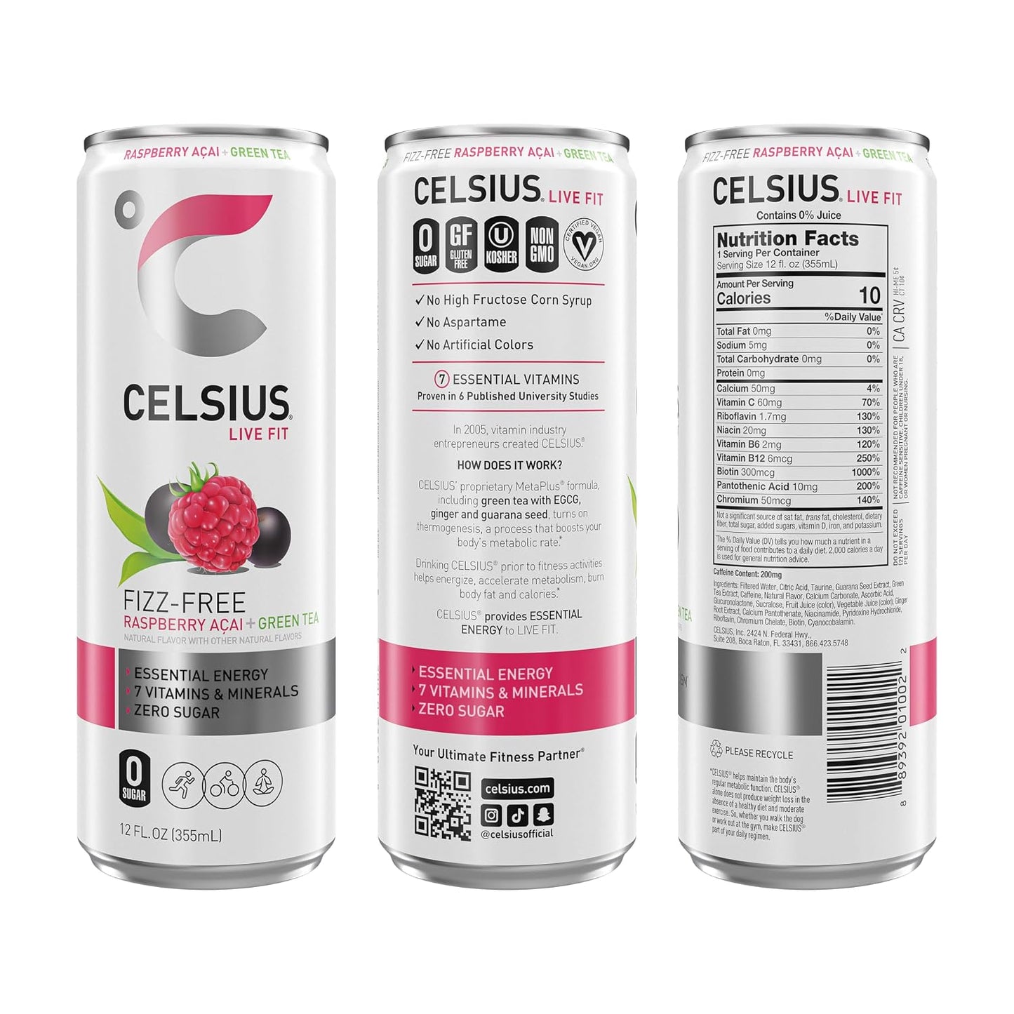 CELSIUS Sparkling Orange, Sugar Free Energy Drink, 12 Fl Oz (Pack of 12)