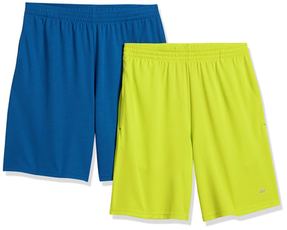 Amazon Essentials Men's Athletic Basketball Gym Shorts, Breathable Moisture Wicking Loose-Fit with Elastic Waist, Pack of 2
