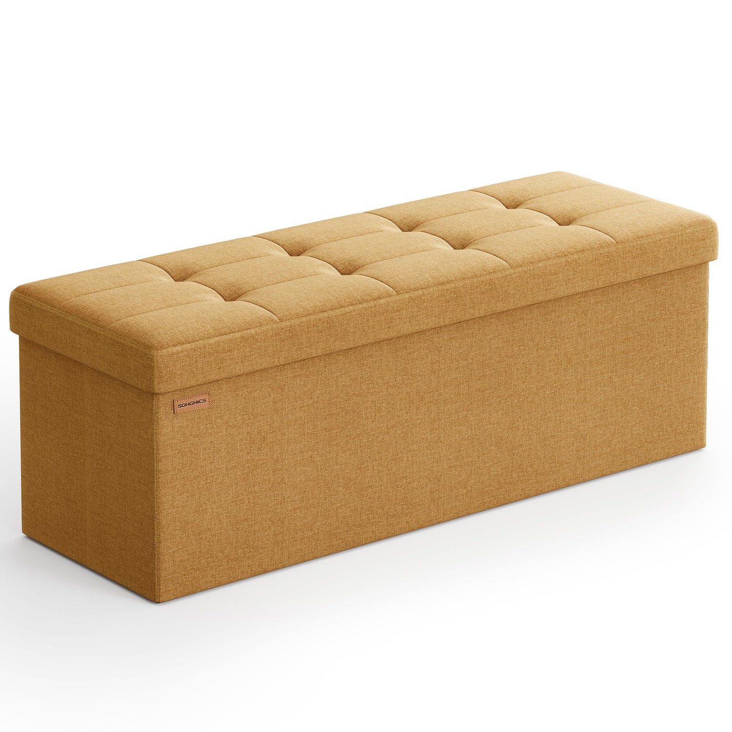 SONGMICS MAZIE Collection - 30 Inches Folding Storage Ottoman Bench, Ottoman Foot Rest, End of Bed Bench, Storage Chest, Load 660 lb, for Living Room, Bedroom, Entryway, Dark Gray ULSF47K