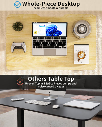 Okin Small Electric Standing Desk, 36" x 24" Whole Piece Height Adjustable Desk, Oak Sit to Stand Computer Workstation with Wheels for Home Office