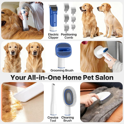 Buenkee Dog Grooming Vacuum Kit, 15000Pa Clipper, Shedding Brush, 2L, White | Brush, trim and deshed at home with less flying fur, mess-control suction and fewer emptying breaks during longer sessions