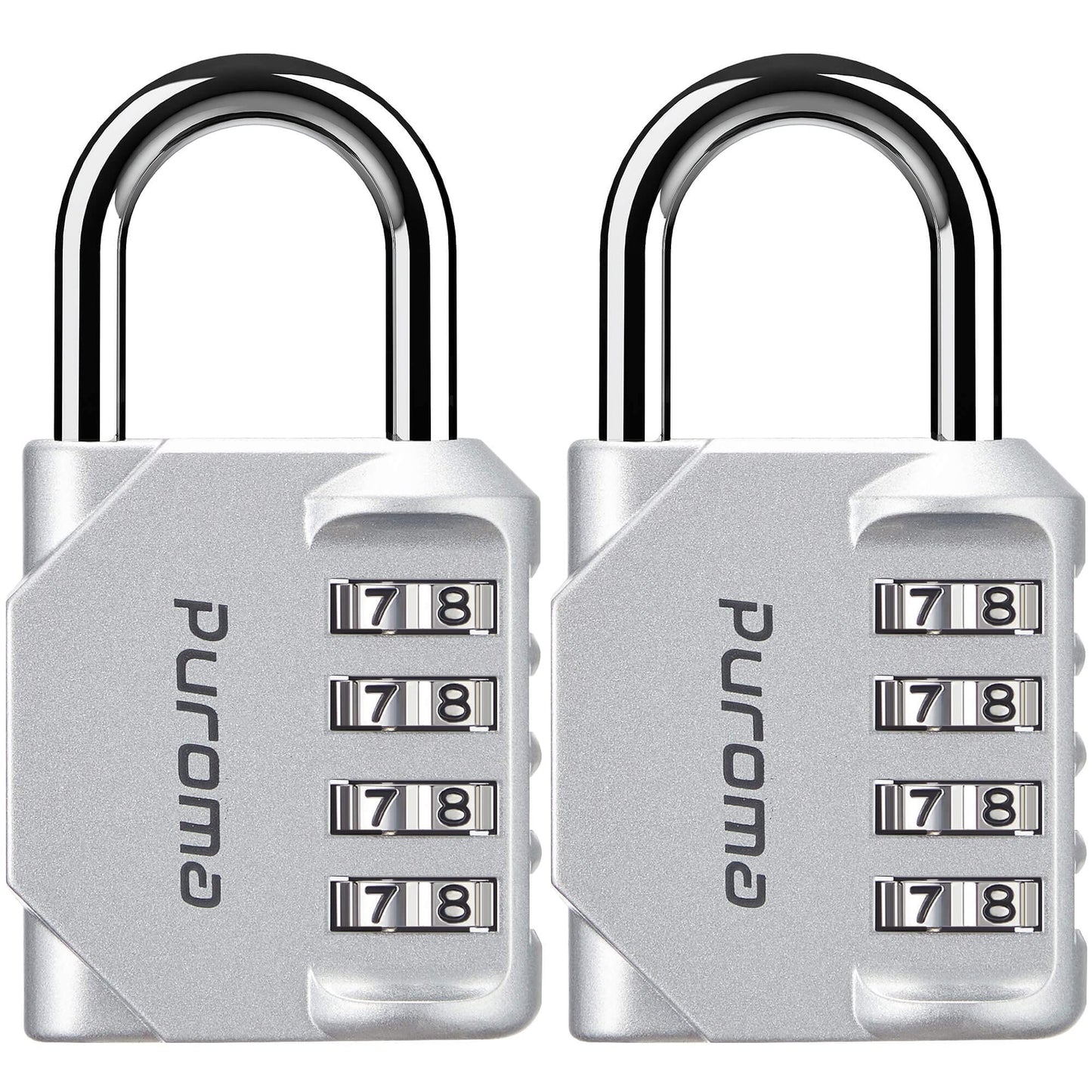 Puroma 2 Pack Combination Lock 4 Digit Padlock for School Gym Locker, Sports Locker, Fence, Toolbox, Case, Hasp Storage (Black & Code Window)