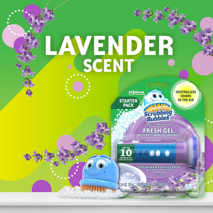 Scrubbing Bubbles Fresh Gel Toilet Bowl Cleaning Stamps, Helps Keep Toilet Clean and Helps Prevent Limescale & Rings, Lavender Scent, 1 Dispenser with 6 Fresh Gel Stamps (Pack of 2)