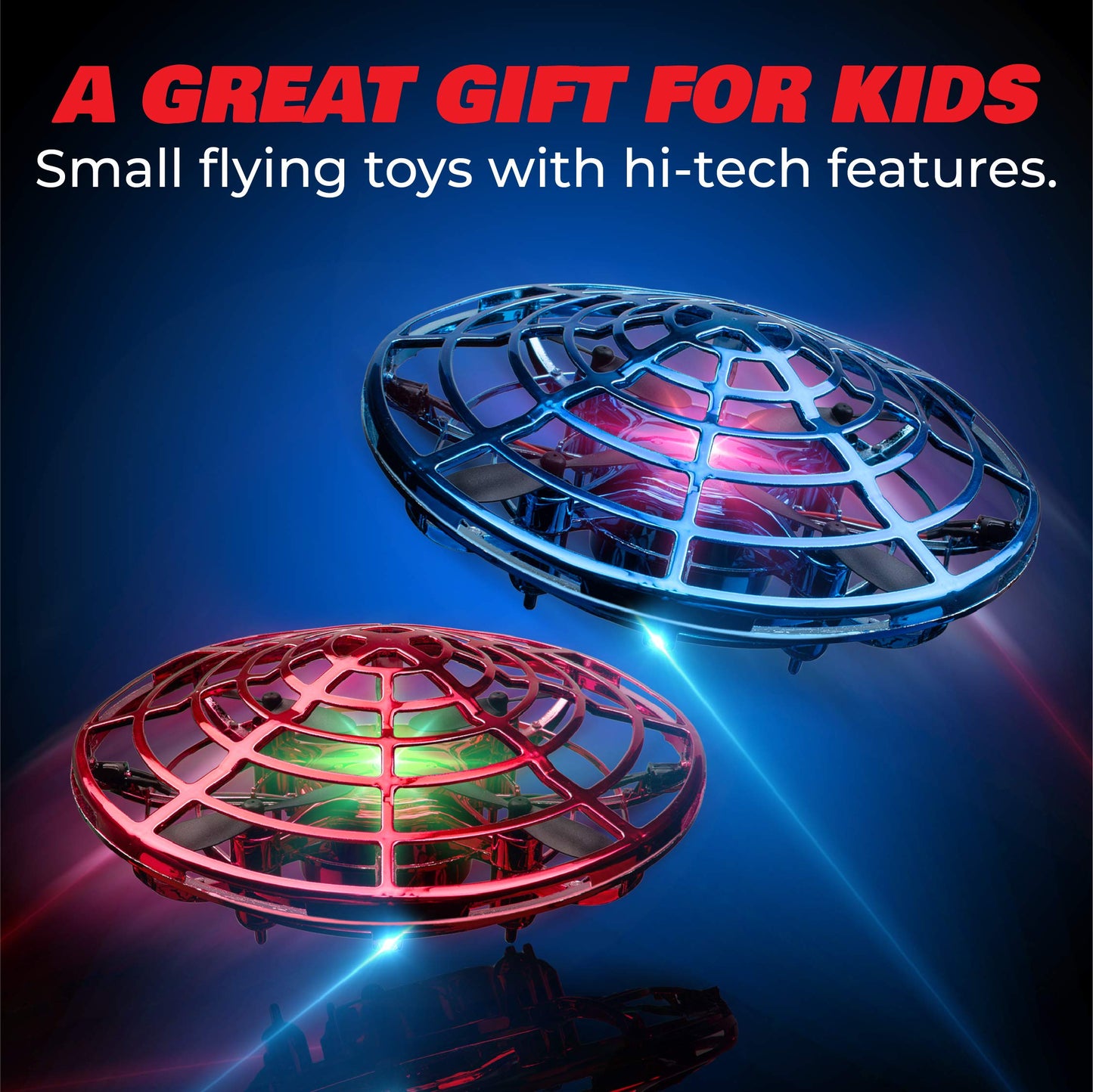 Force1 Scoot Combo Hand Operated Drone for Kids or Adults - Hands Free Motion Sensor Mini Drones, Easy LED Indoor Rechargeable UFO Flying Orb Ball Drone Toys for Boys and Girls (Red/Blue)