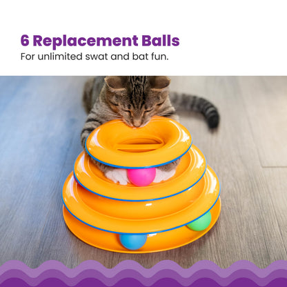 Catstages Tower of Tracks Cat Toy – 3-Level Track Tower with 6 Balls, Interactive Cat Toy for Indoor Enrichment
