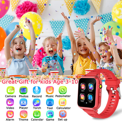 Cosjoype Kids Game Smart Watch for Kids with 39 Puzzle Games HD Touch Screen Camera Music Player Pedometer Alarm Clock Calculator Flashlight 12/24hr Kid Watch Gift for 4-12 Year Old Boys Toys for Kid