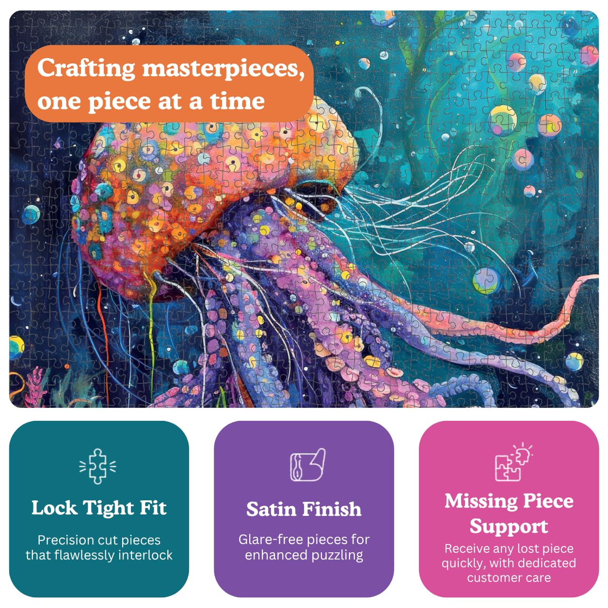 Cross & Glory | Jigsaw Puzzles 1000 Pieces for Adults | Deep Blue Octopus Odyssey | Ocean Octopus Puzzles for Adults | Challenging Brain Teaser Ocean Puzzle | 20 x 27 Inches
