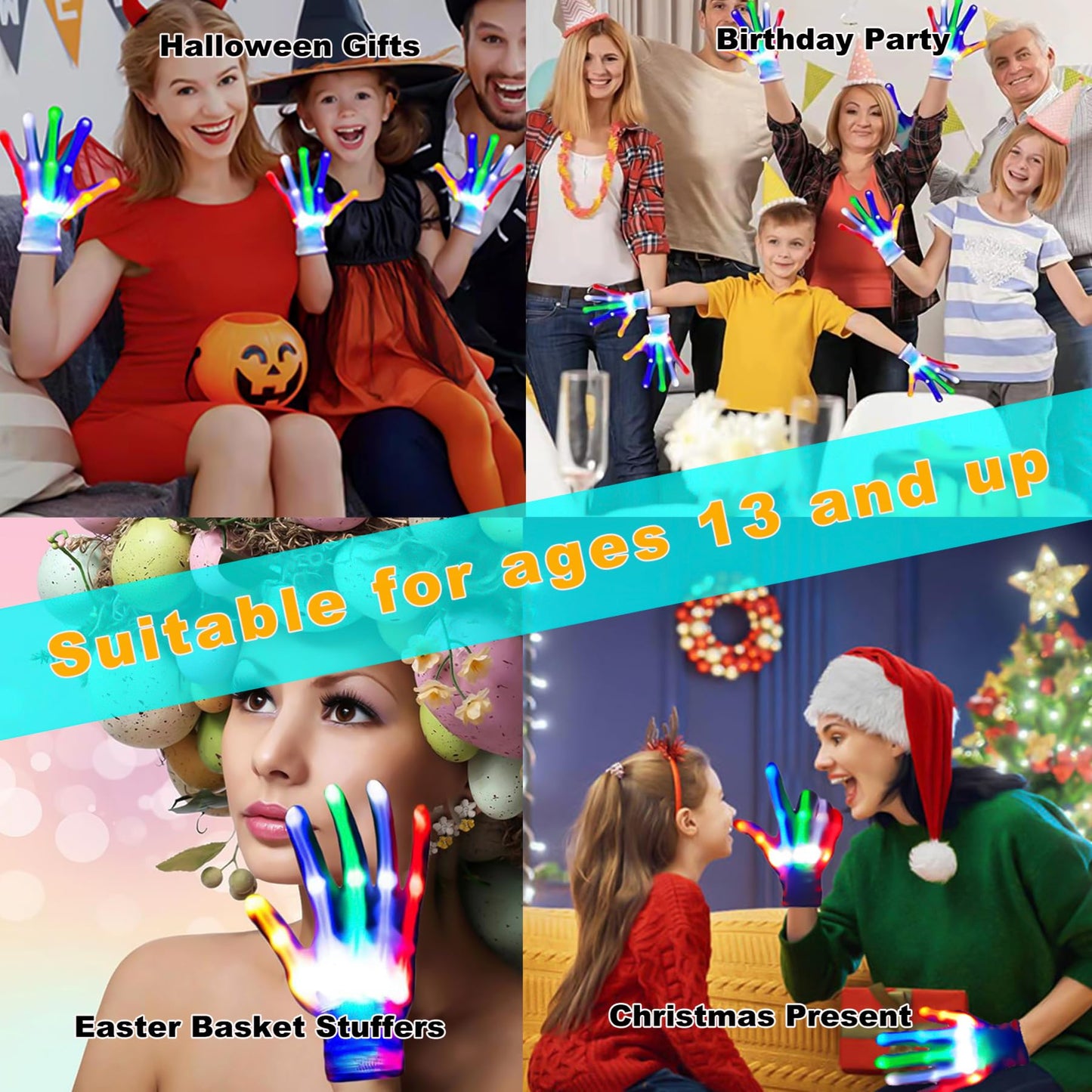 Toys for Ages 8-13 LED Gloves Toys for Boys Age 8-10 Light Up Gloves, Light Up for Kids Birthday Easter Gift Cool Fun Toys for 8-13 Year Old