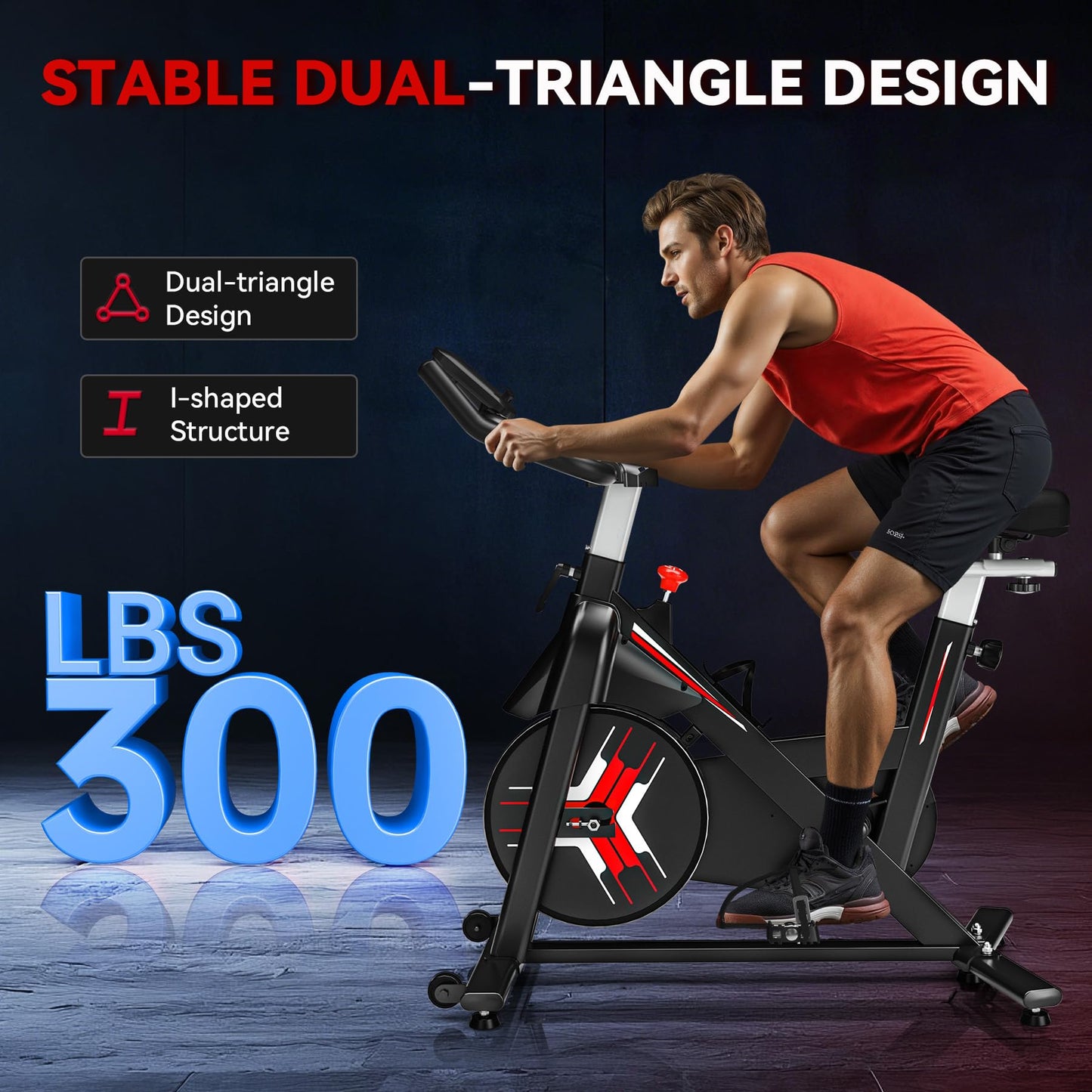 Wenoker Exercise Bike,Indoor Spin Bike with Adjustable Resistance Bluetooth Fitness App, 350 LBS Heavy Duty Frame,Smooth Quiet Belt Drive, Adjustable Handlebars & Seat with Transport Wheels