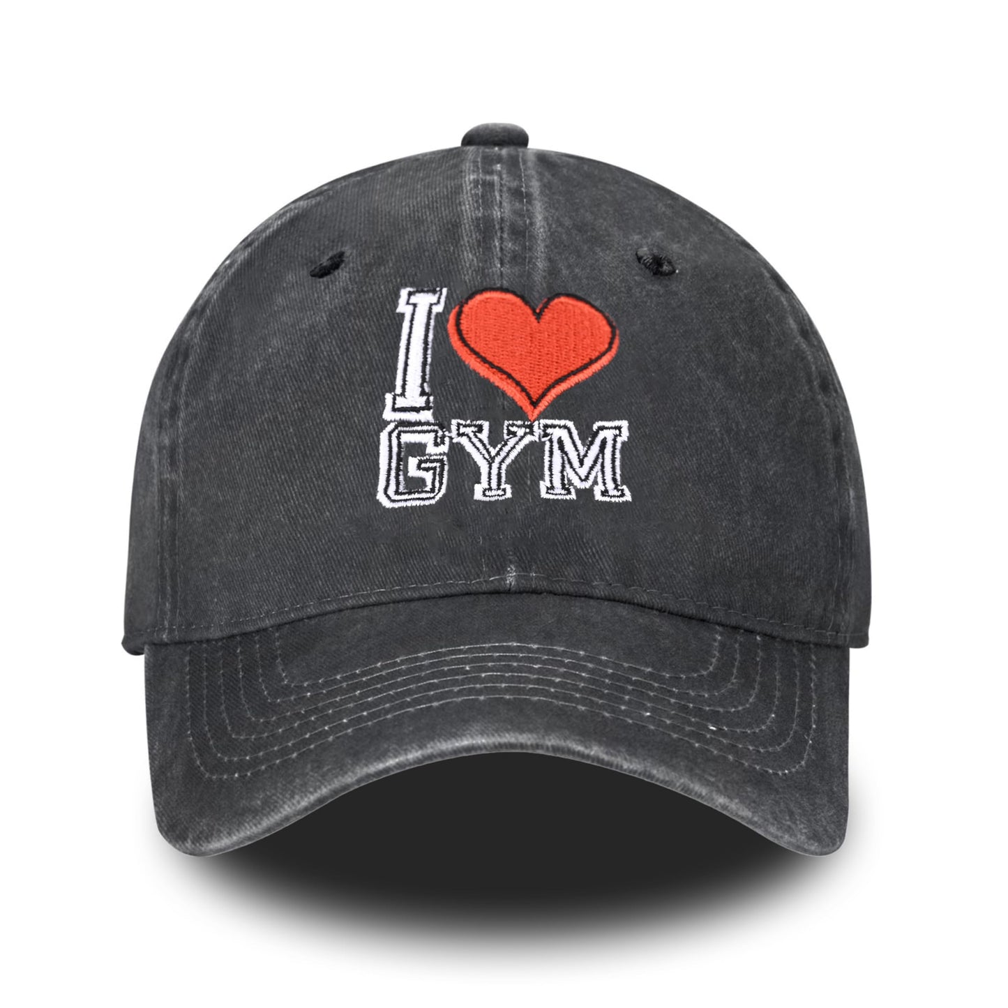 Embroidered Baseball Cap Adjustable Vintage Washed Distressed Denim Baseball Hat for Women Men