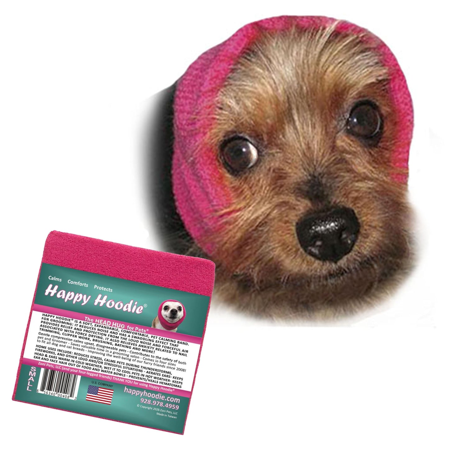Happy Hoodie The Original Dog & Cat Calming Band - American Brand - Anxiety Relief/Noise Protection - Grooming - Thunder - Fireworks (Large, Black) - Since 2008
