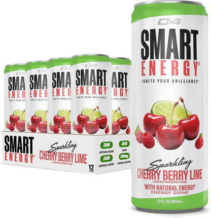 C4 Smart Energy Drinks Variety Pack, Sugar Free Performance Fuel & Nootropic Brain Booster, Coffee Substitute or Alternative, 4 Flavor Berry Breeze Variety (Pack of 24)
