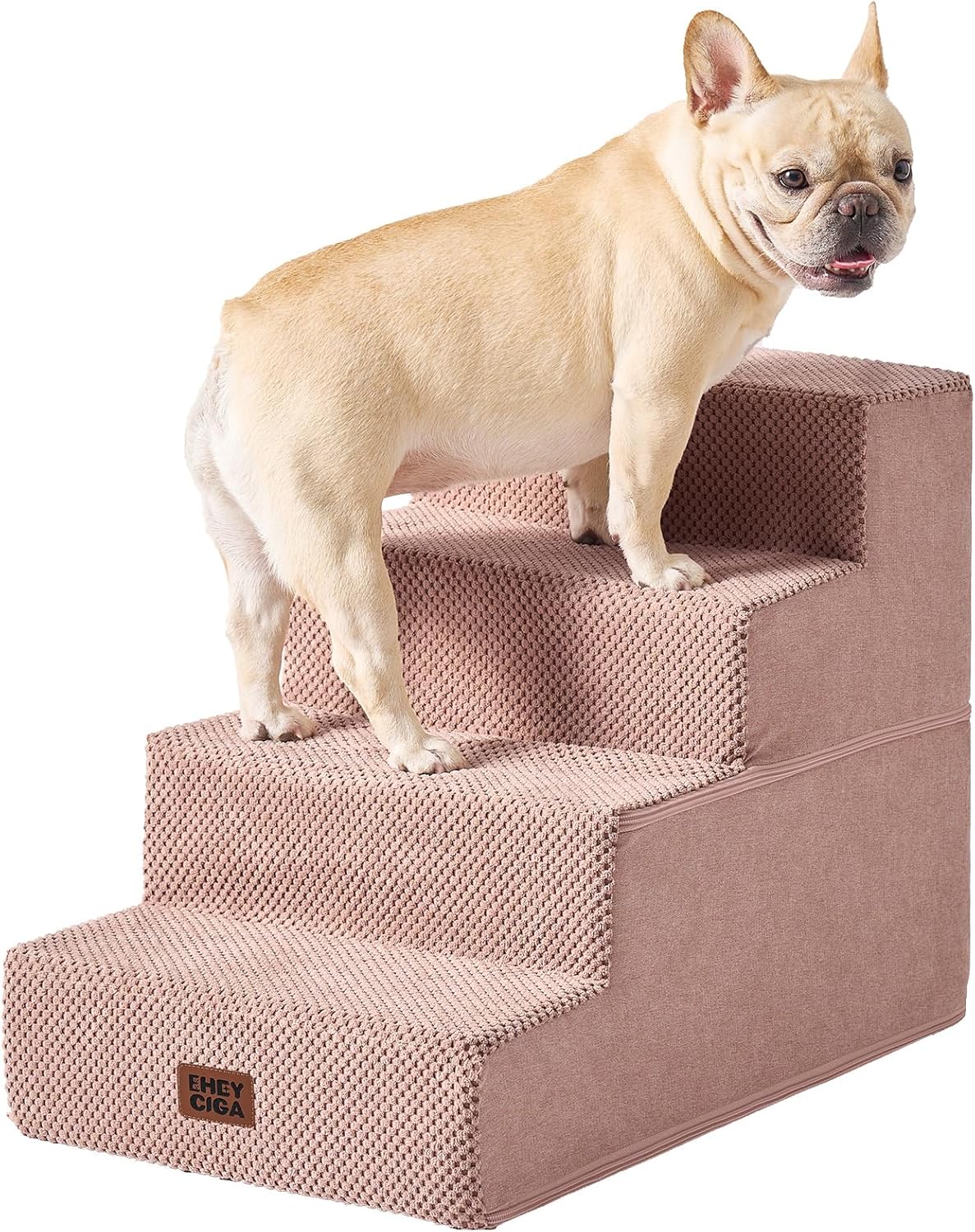 EHEYCIGA Dog Stairs for Small Dogs 13.5" H, 3-Step Dog Steps for Couch Sofa and Chair, Pet Steps for Medium Cats, Non-Slip Balanced Pet Ramp Indoor, Grey